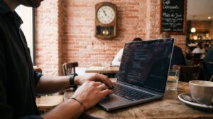 Personne travaillant sur un ordinateur portable
