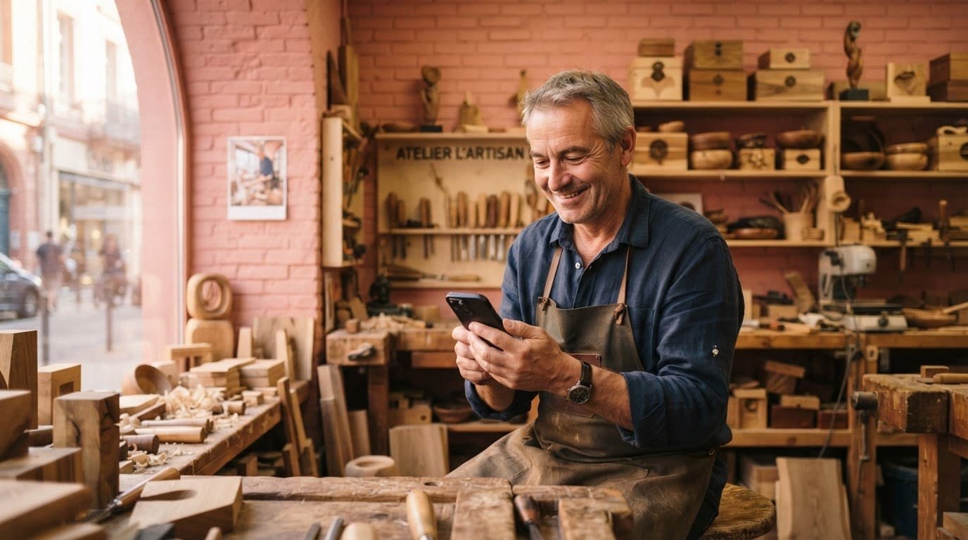Artisan souriant dans son atelier